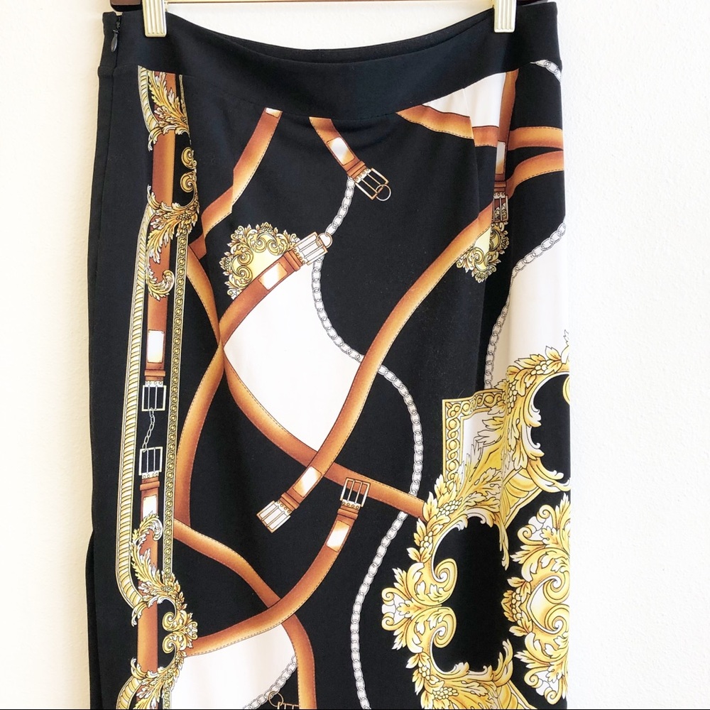 CACHE Maxi Equestrian Print Side Zip Skirt SZ 6 - Picture 7 of 8